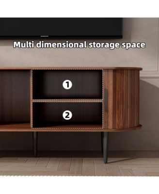 47 Inches Modern TV Stand with Sliding Door and Storage Compartment