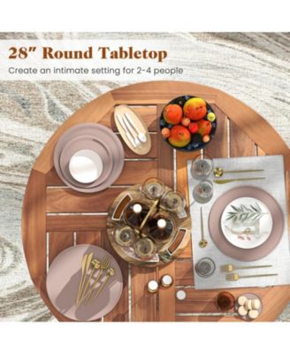 39 in Acacia Wood Round Outdoor Bar Table with Slatted Top