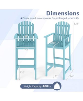 Tall Acacia Wood Adirondack Chair with Armrests and Built-In Footrest