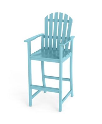 Tall Acacia Wood Adirondack Chair with Armrests and Built-In Footrest