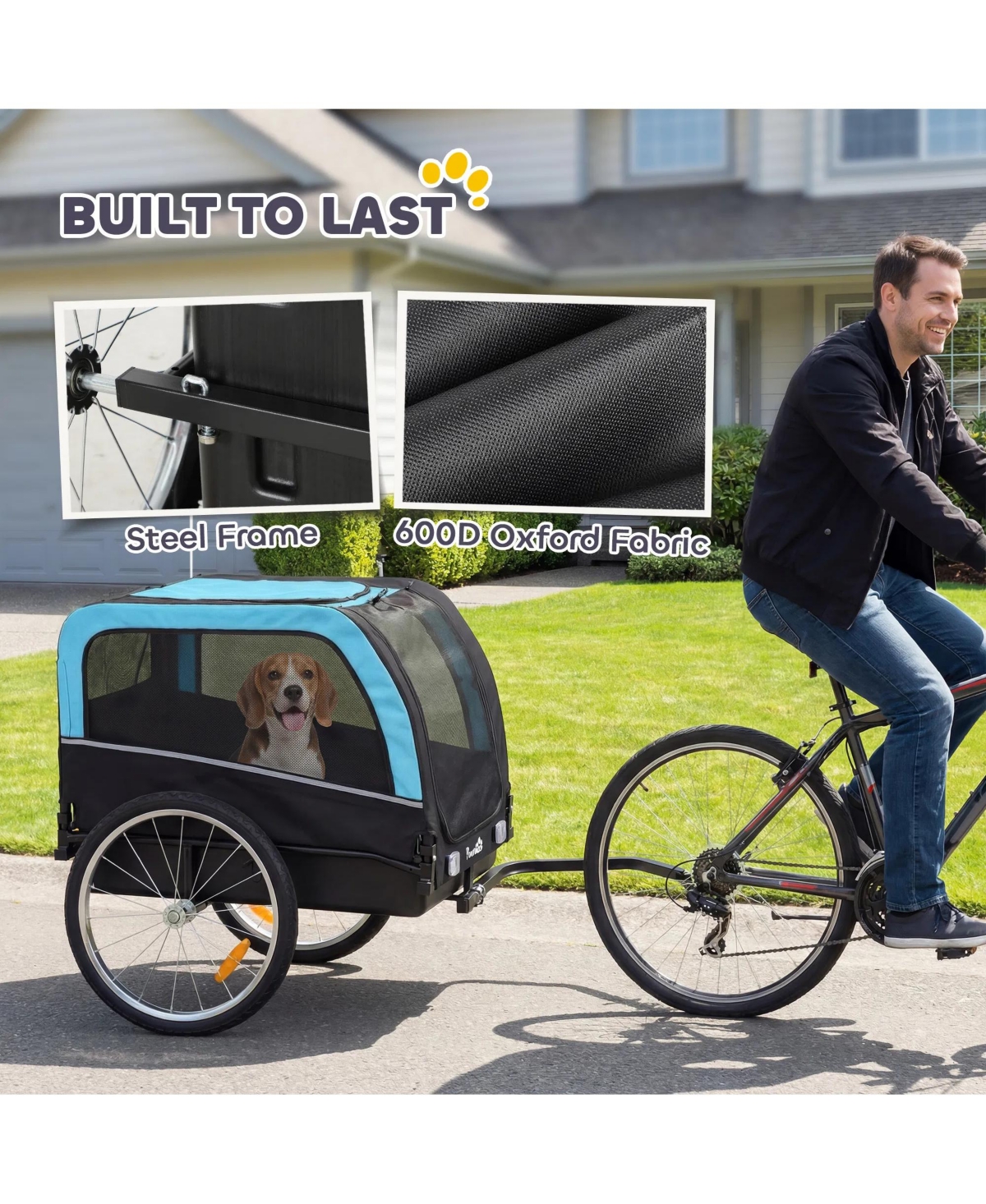 Zeus and Ruta Cat Bike Trailer with 20 Air Tires Quick Release Wheels Reflectors Flag Spacious Design Easy Setup