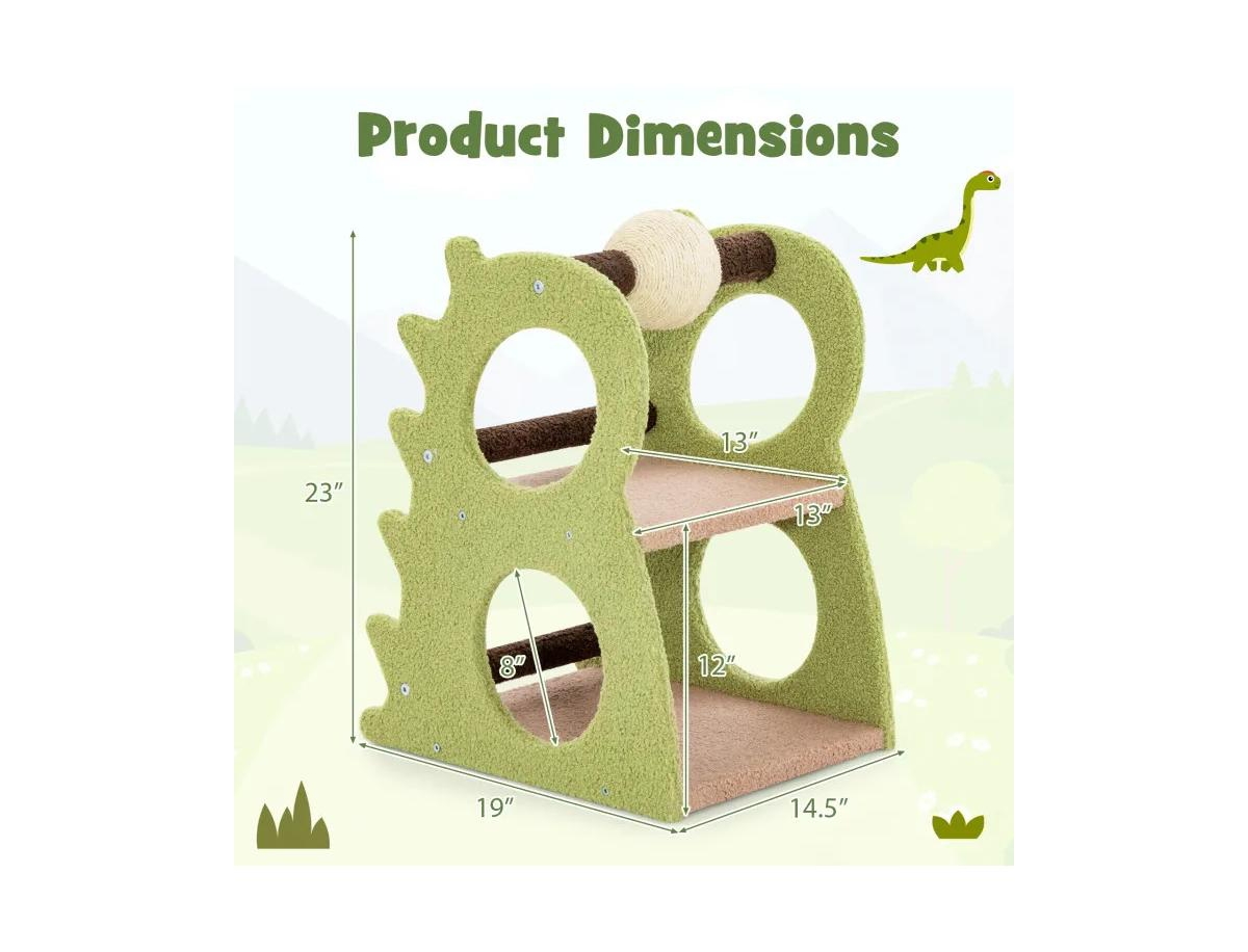 Zeus and Ruta Modern 2 Tier Cat Tree with Rotatable Sisal Ball Stylish Scratching Post Tower for Indoor Cats