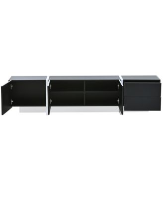 Modern Rectangular TV Stand for TVs Up to 80'', Entertainment Center with High Gloss UV Surface and Storage for Living Room