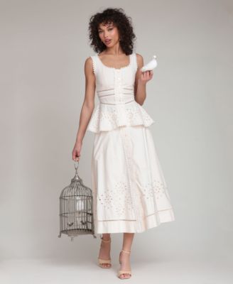 Women's Cotton Tea-Length Button-Front Skirt