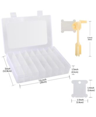 Embroidery Floss Organizer Storage Box Bobbin Winder 24 Compartments 40 Plastic Bobbins Stickers Craft DIY Sewing