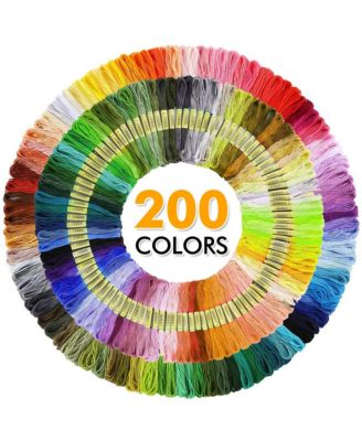 304 Pack Embroidery Kit 200 Colors Threads 5 Hoops 2 Aida Cloth Tools Set Beginners Adults