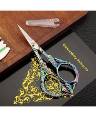 4.6” Vintage Detail Shears Sewing Embroidery Craft Artwork Needlework Yarn Handicraft DIY Tool Thread Snips Rainbow Bird
