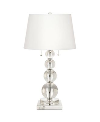 Modern Table Lamp 26 1/2" High Square Marble Riser Crystal Spheres Drum Shade for Bedroom Living Room
