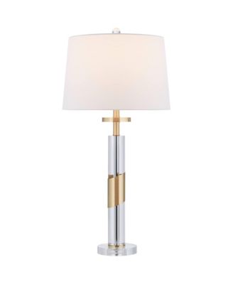 Alfred 30 1/2"H Soft Brass and Crystal Column Table Lamp with Dimmer