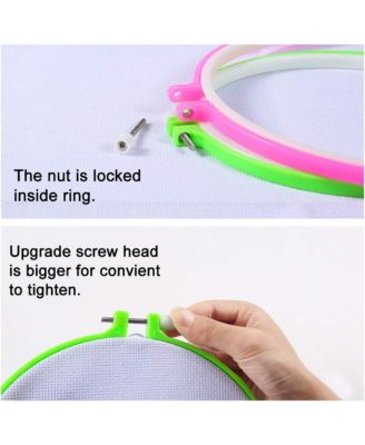 Embroidery Hoops Plastic Cross Hoop Ring Set 6 Pieces 15 Rings 3.4-10.4 Inch Multicolor