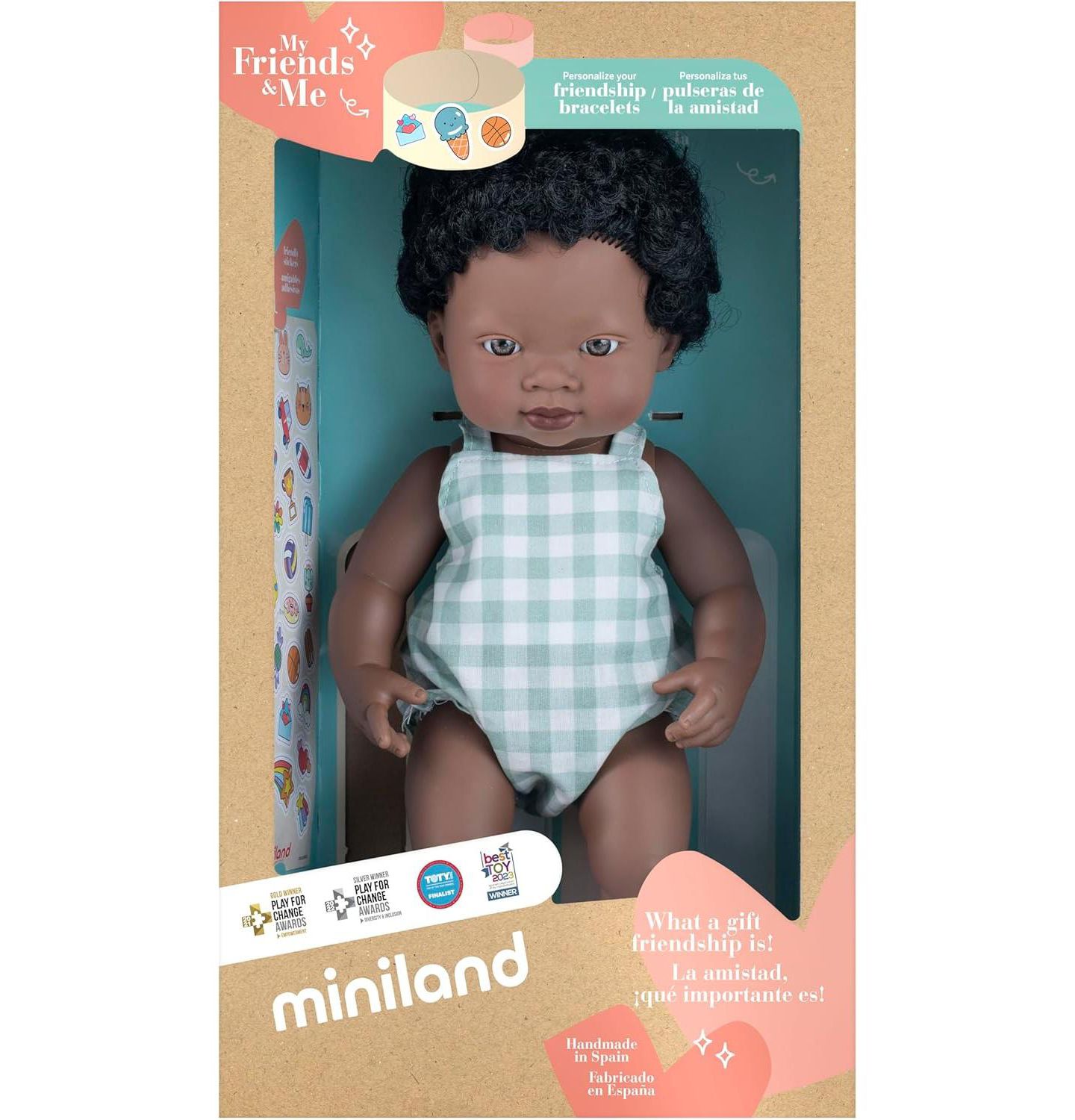 Детская кукла MINILAND My Friends & Me 15" Anatomically Correct Soft Vinyl Baby Doll, Ages 10 months+, цвет: Dark Skin — фото 4