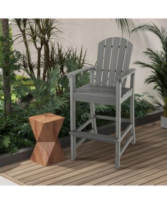  Outdoor Counter Height HDPE Bar Stool with Arms and Footrest