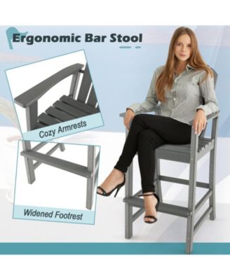  Outdoor Counter Height HDPE Bar Stool with Arms and Footrest