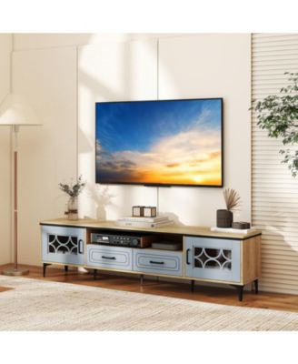 Farmhouse TV Stand for TVs up to 80 in with Two Drawers