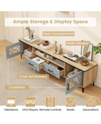 Farmhouse TV Stand for TVs up to 80 in with Two Drawers