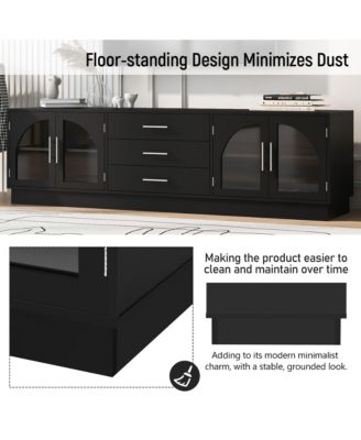 Symmetrical TV Stand for TVs Up to 75 Media Console with 3 Drawers and Adjustable Shelves for Living Room