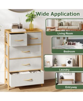 5-Drawer Light Storage Dresser with Top Shelf for Bedroom Use