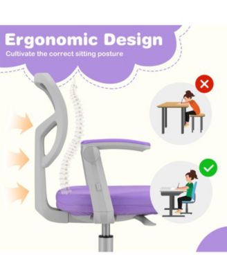 Adjustable Children Desk Chair with Y-Shaped Lumbar Support and Footrest