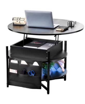 Lift Top Coffee Table, 35.3 in Round, with Extra Storage for Living Room