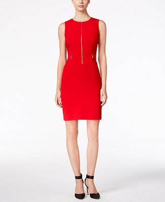 Calvin Klein Zip-Front Sheath Dress - Dresses - Women - Macy's