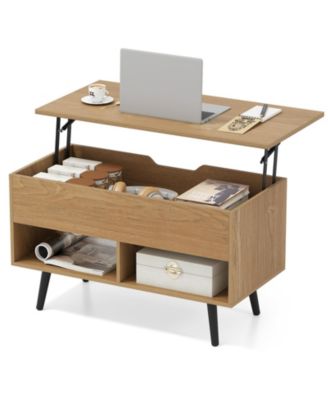 31.5 in Lift Top Coffee Table with Storage and Open Shelves