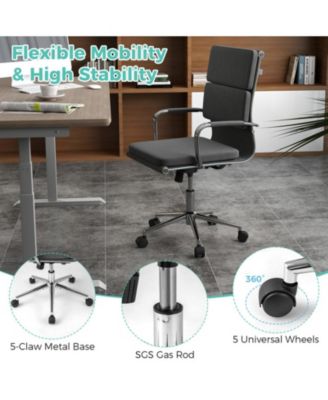 Ergonomic Leathaire Office Chair with Rocking Backrest and Adjustable Height