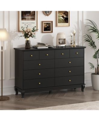 Paint 10-Drawer Wood Double Dresser Storage Cabinet