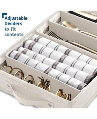Flatware & Utensil Storage, 5 Compartment Flatware Storage Case, Silverware Case with Handles, Protects and Organizes Cutlery