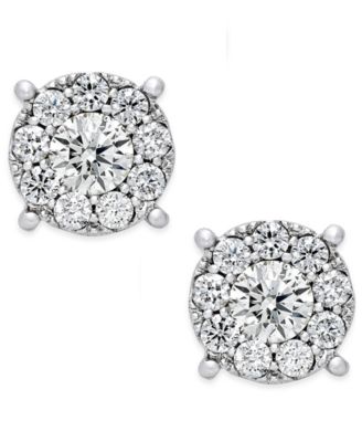 Diamond Halo Stud Earrings (1 ct. t.w.) in 14k White Gold