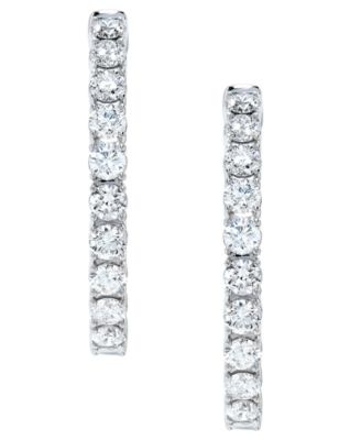 Diamond Small In & Out Hoop Earrings (5 ct. t.w.) in 14k White Gold, 1"