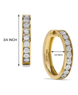 Diamond Channel Set Hoop Earrings (1/4 ct. t.w.) in 14k Gold