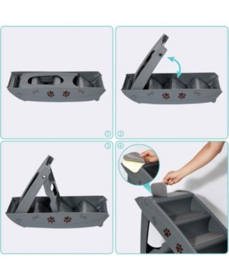 Folding Dog Stairs, Portable Indoor/Outdoor Pet Steps for Bed, Couch and Car, Pet Staris for Small Pet Dog/Cat