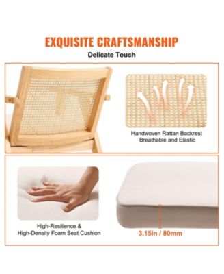 Mid Century Modern Rattan Chair, Velvet Upholstered Accent Chair for Living Room