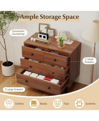 4 Drawer Wooden Dresser Wide Storage Cabinet for Bedroom