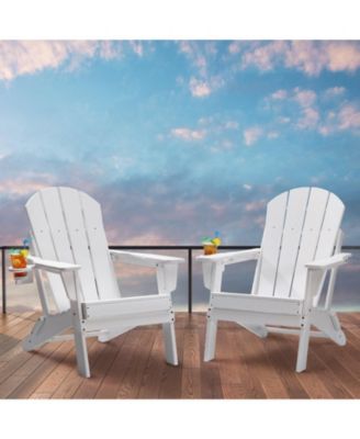 Set of 2 Folding Adirondack Fire Pit Chairs All-Weather HDPE Plastic for Patio