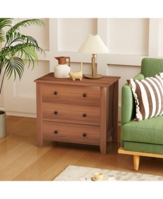 3-Drawer Chest Dresser with Raised Base for Bedroom