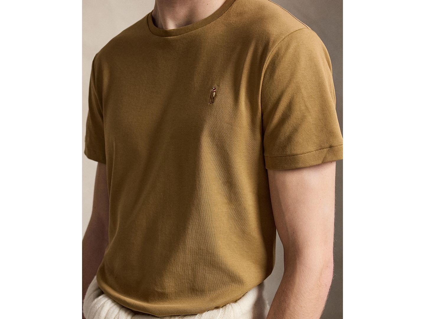 Мужская футболка Polo Ralph Lauren Custom Slim-Fit Soft, цвет: Коричневый — фото 3