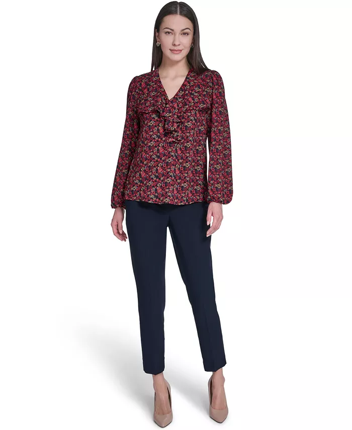 Women's V-Neck Ruffle Pull-On Blouse - thumbnail 2