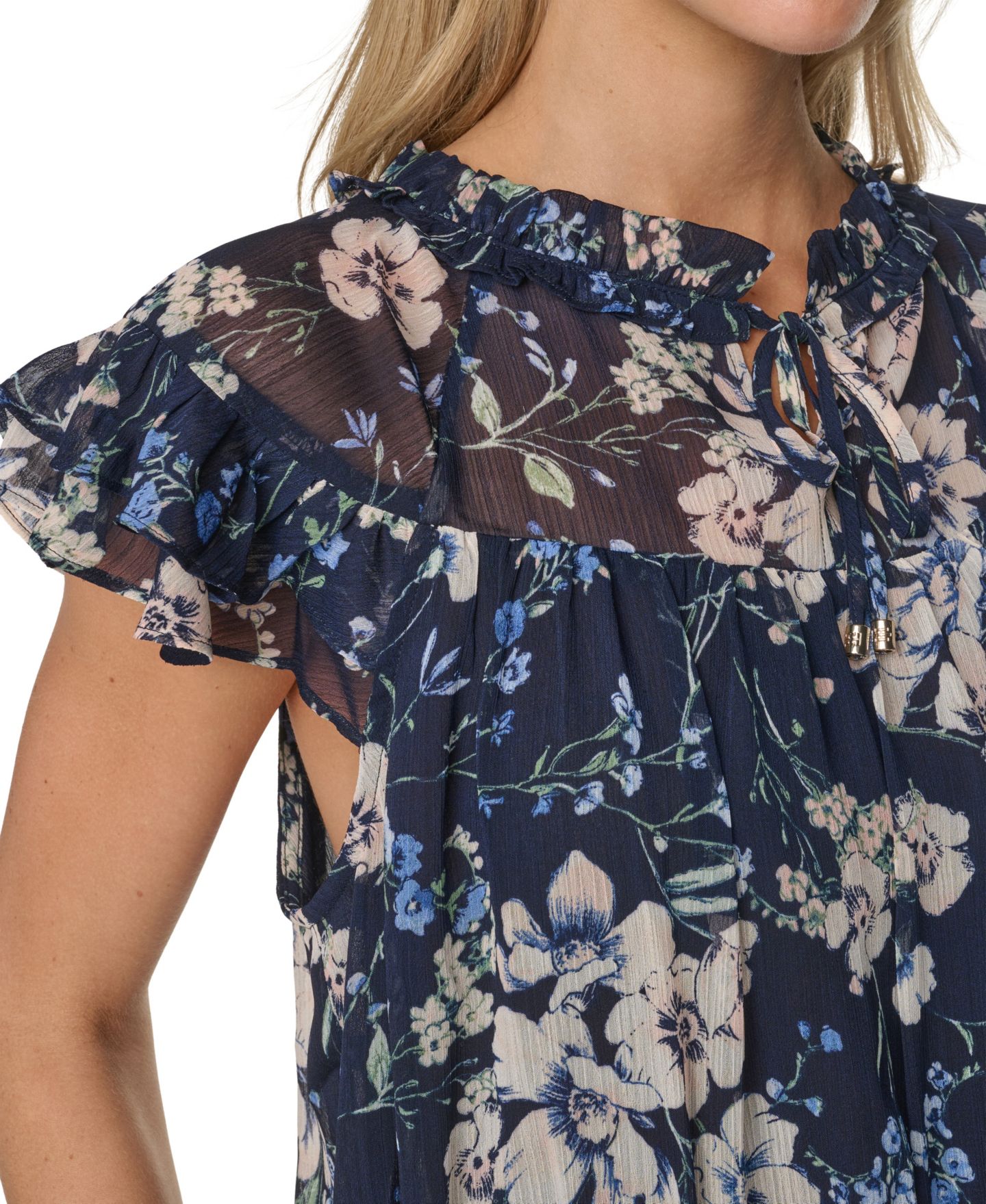 Женская блузка Tommy Hilfiger Peplum Flutter-Sleeve Pull-On Blouse, цвет: Mid/Powd — фото 4