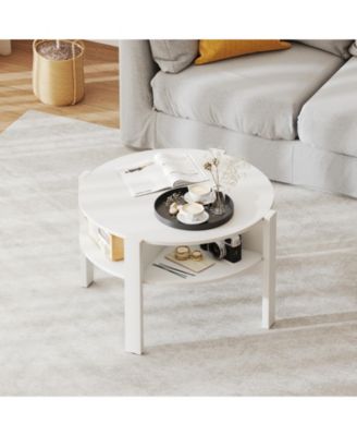 Round Coffee Table Storage Shelves for Small Space