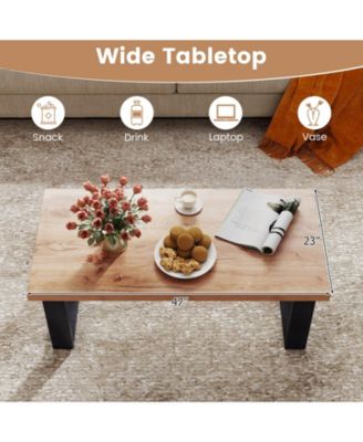 Oak Farmhouse Coffee Table Rustic Thick Top Wood Texture