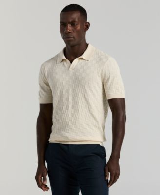 Men's Checker Texture Open Polo Sweater