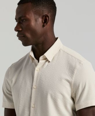 Men's Slim-Fit Stretch Solid Button-Down Seersucker Shirt