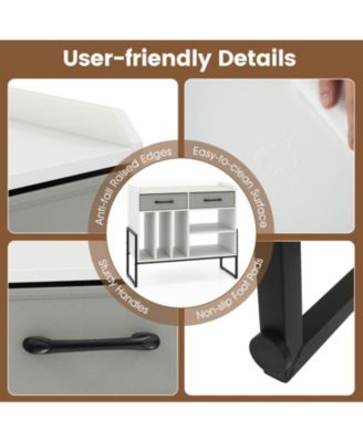 Vinyl Storage Cabinet with Charging Station and Adjustable Shelf