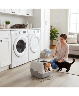 Hooded Litter Pan Easy Access Cleaning Odor Filter Jumbo Multiple Cats BPA Free