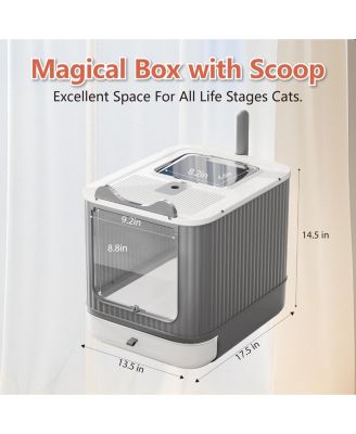 Upgraded Fully Enclosed Cat Litter Box With Lid Drawer 3 Modes Easy Clean Anti-splashing For Kitten To Adult