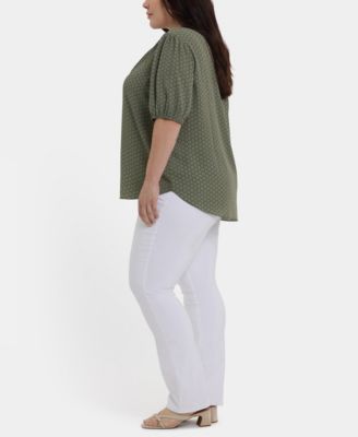 Plus Size Short-Puff-Sleeved Popover Top