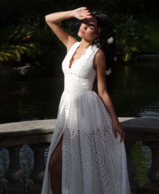 Women's Broderie Anglaise Cotton Midi Dress