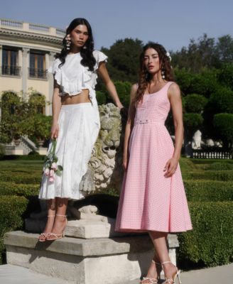 Women's Gingham Checkered Midi Dress