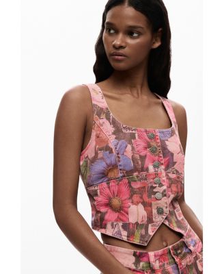 Women's Printed denim corset